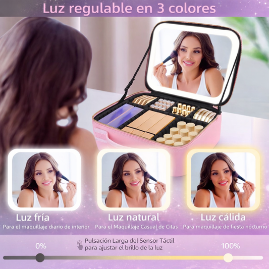Maletín BeautyGlow LED – Tocador Portátil con Espejo