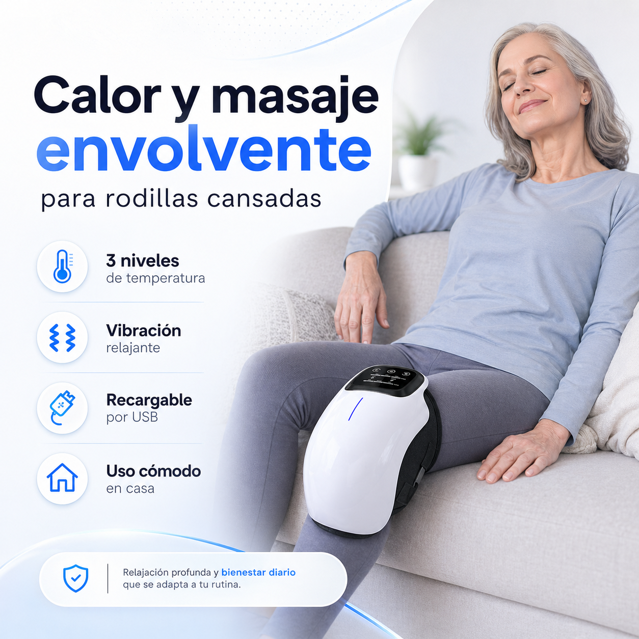 KneeRelax PRO - Masajeador de Rodillas con Calor y Vibración