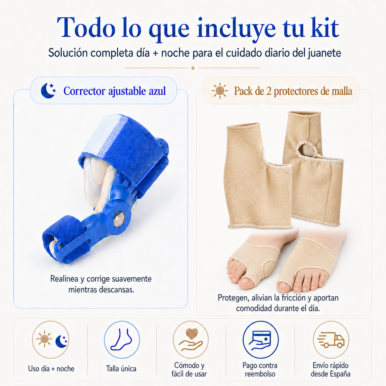 BunionCare 360 – Kit Corrector de Juanetes Día y Noche