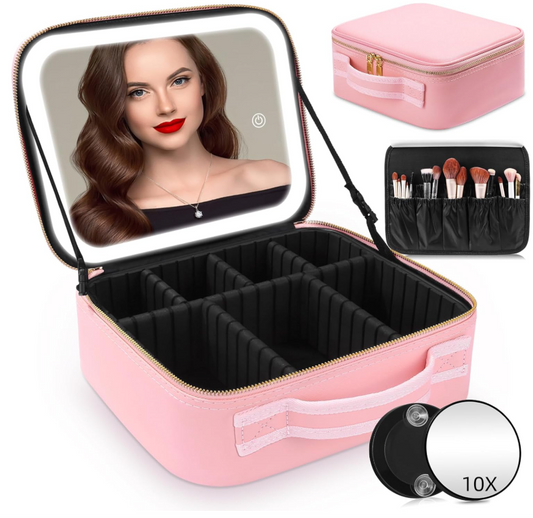 Maletín BeautyGlow LED – Tocador Portátil con Espejo